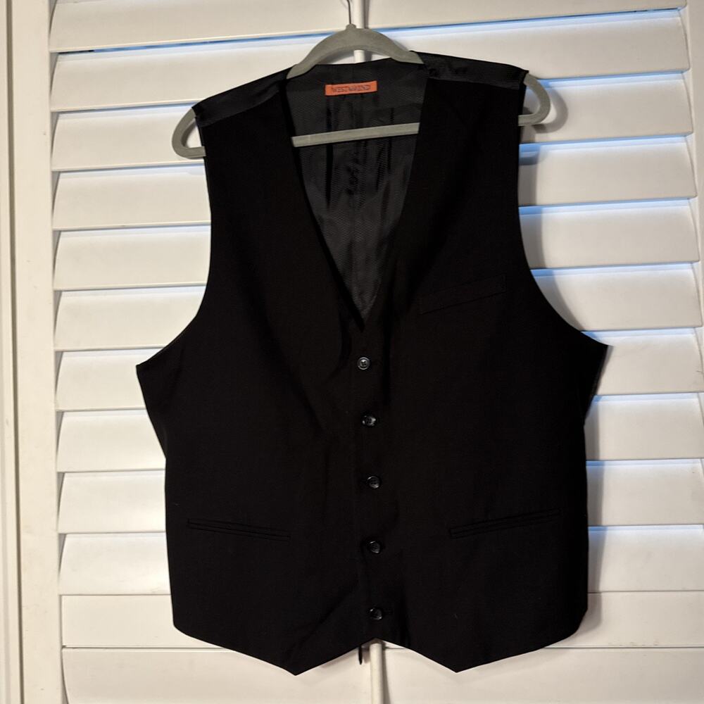 West End Mens Black Suit Vest Formal Tuxedo Waistcoat 5 Button Size XL
